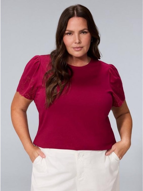 torrid Tops - Torrid Belle Isle Eyelet Sleeve Top Size 00 (10) Beet Red 100% Cotton NWT